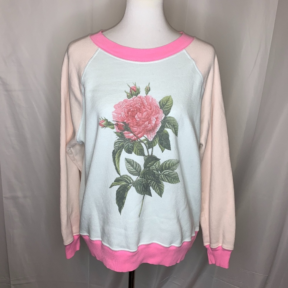 Wildfox Oversized Rose Sweatshirt, Size Small
